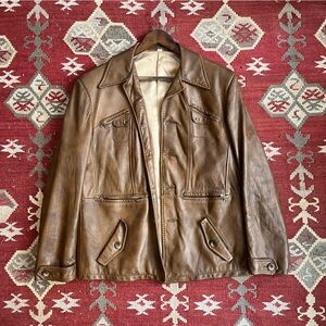 Vintage 70s Groovy Leather Jacket ✌️ 42